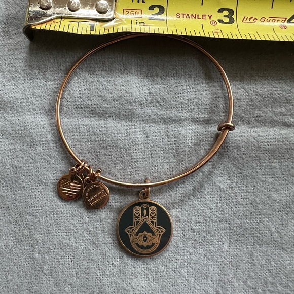 Alex and Ani Hand Of Fatima Rose Gold Tone Stackable Bracelet. Evil Eye - Picture 3 of 3